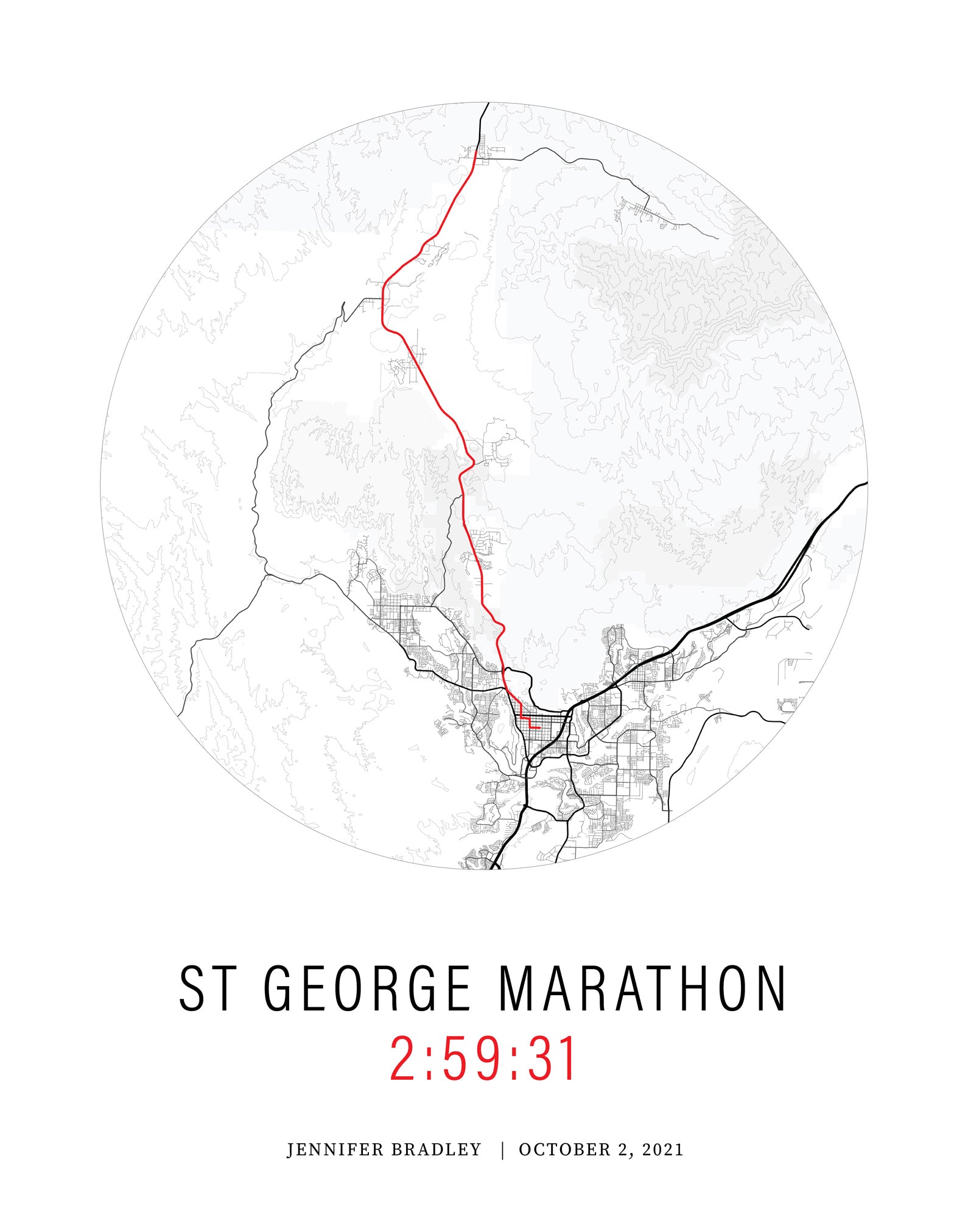 Personalized St George Marathon map