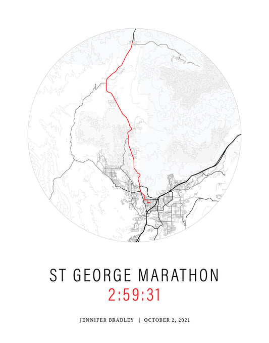 Personalized St George Marathon map